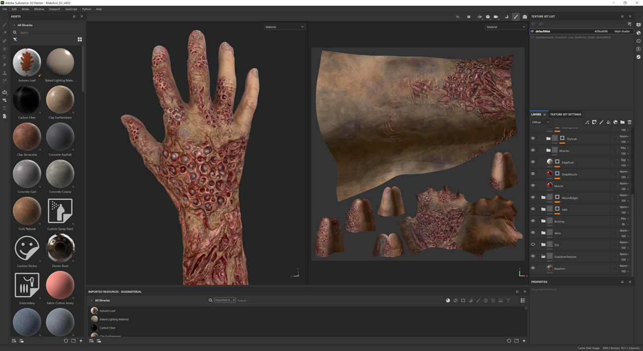 substance painter 3d hand scene